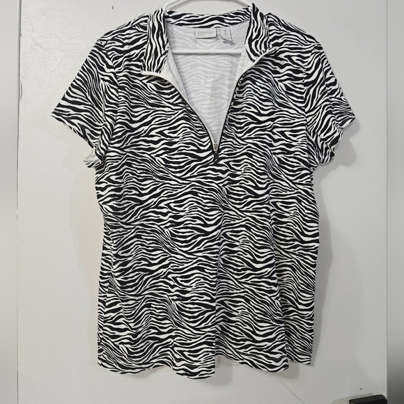 Zenergy By Chicos Zebra Print Quarter Zip Shirt! - Picture 1 of 6